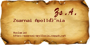 Zsarnai Apollónia névjegykártya